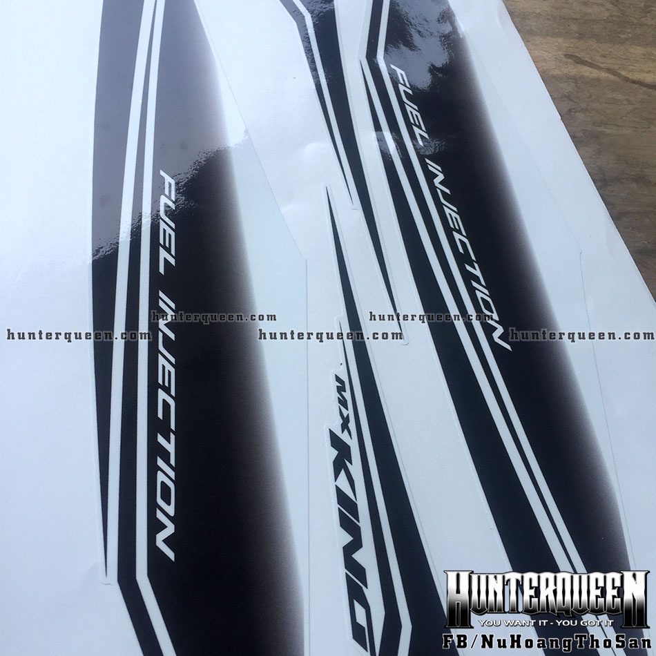 Tem rời MX King trắng đen 2011 Exciter 135. Decal dán xe Chống nước, không bay màu bong tróc
