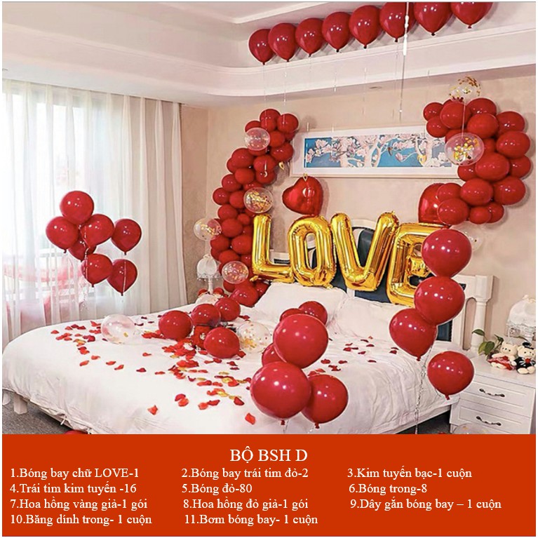 Set bóng bay I LOVE YOU trang trí phòng cưới, dễ làm [CAM KẾT MÀU Y HÌNH]