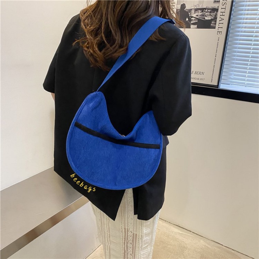 Túi Đeo Chéo Cá Tính Vải Nhung Đi Học, Đi Chơi Phù Hợp Mọi Outfit | TX28 | Túi Xách Unisex Basic Màu Xanh Dương Và Đen