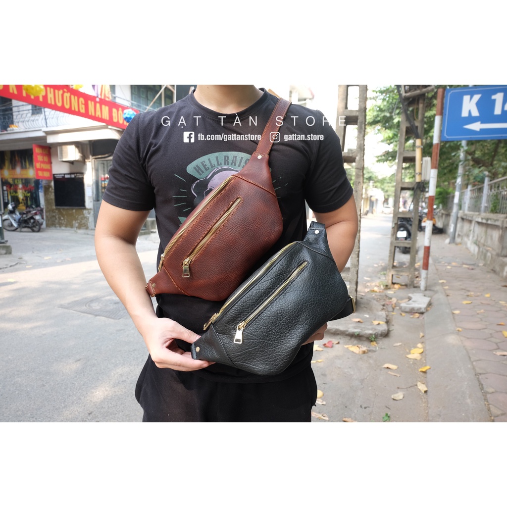 [BẢO HÀNH TRỌN ĐỜI] Túi bao tử / Sling Bag Cao Cấp Hàng Đẹp Gạt Tàn Store / Cam Kết Da Bò Thật 100% - IPMN152