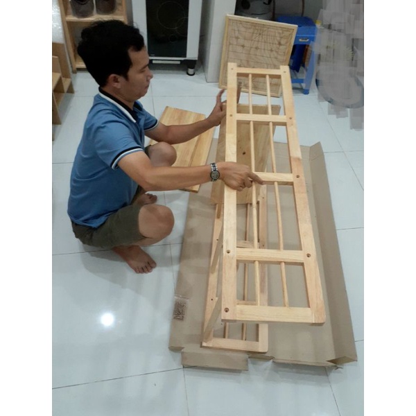 Kệ sách gỗ 4 tầng 50cm Gỗ Cao Su u10_shop