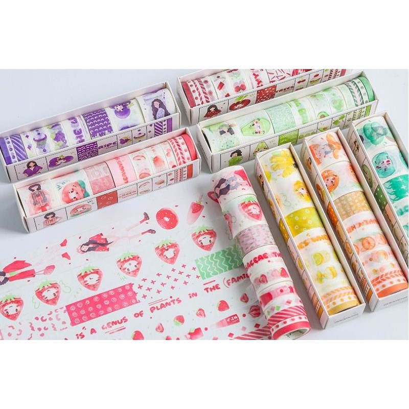 Set 10 cuộn băng dính washi tape trang trí sổ