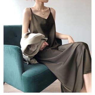 Đầm hai dây dáng dài - váy hai dây basic nữ