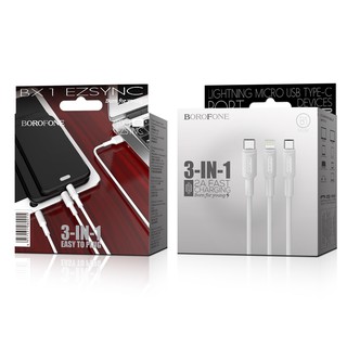 Cáp sạc 3 trong 1 Lightning- Type C- Micro USB dài 1m Borofone BX1