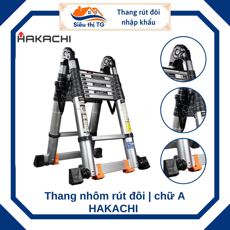 Thang Rút Chữ A 5.6m (2,8m + 2,8m) - BH 2 năm - Hakachi HM-18CP(Ảnh tự chụp)