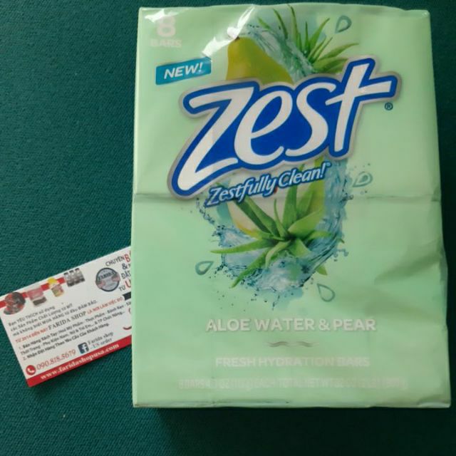 XÀ BÔNG CỤC TINH CHẤT NHA ĐAM Và Lê ZEST FRESH ALOE PEAR TỪ MỸ- LỐC 8 CỤC / lẻ 113GRAM