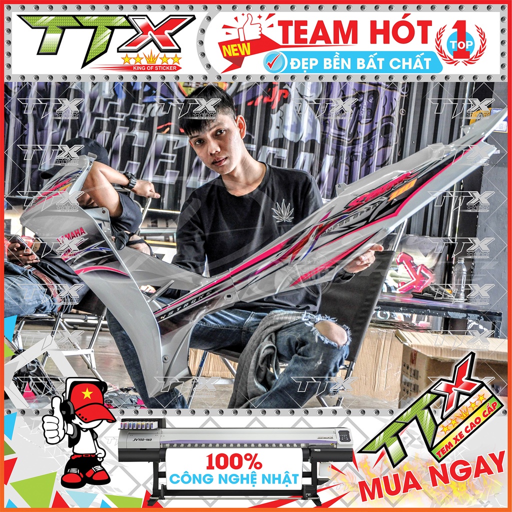 ▲♟Tem rời sirius 110 spark , Team chế dán xe màu trắng hồng bạc đen siêu đẹp Shop TTX mã (S0004/00)