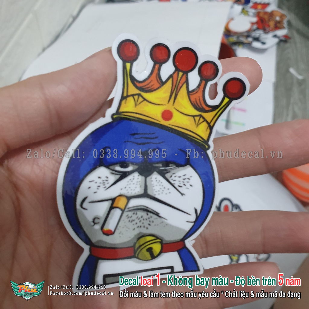 Hình dán sticker Doraemon ngầu, Doremon hung dữ dán trang trí xe và vật dụng tùy thích