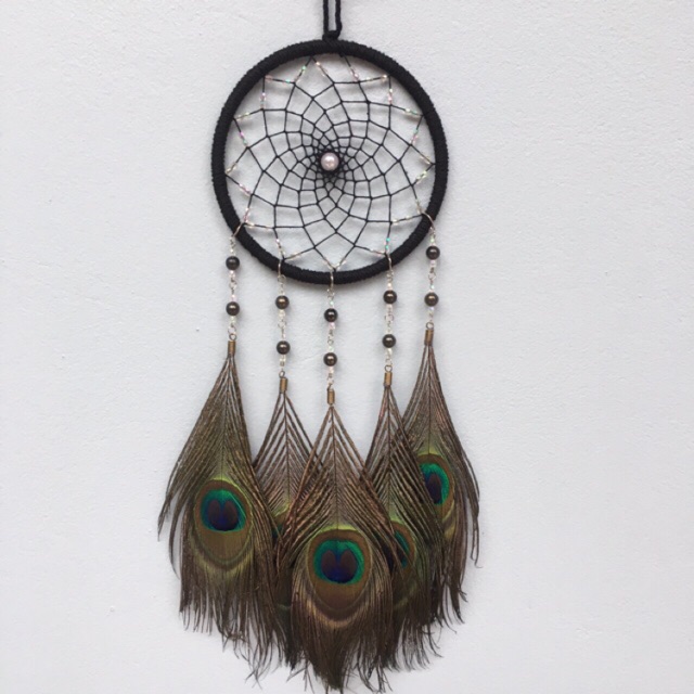 Dreamcatcher gắn lông công trang trí ( Ảnh thật 100% )
