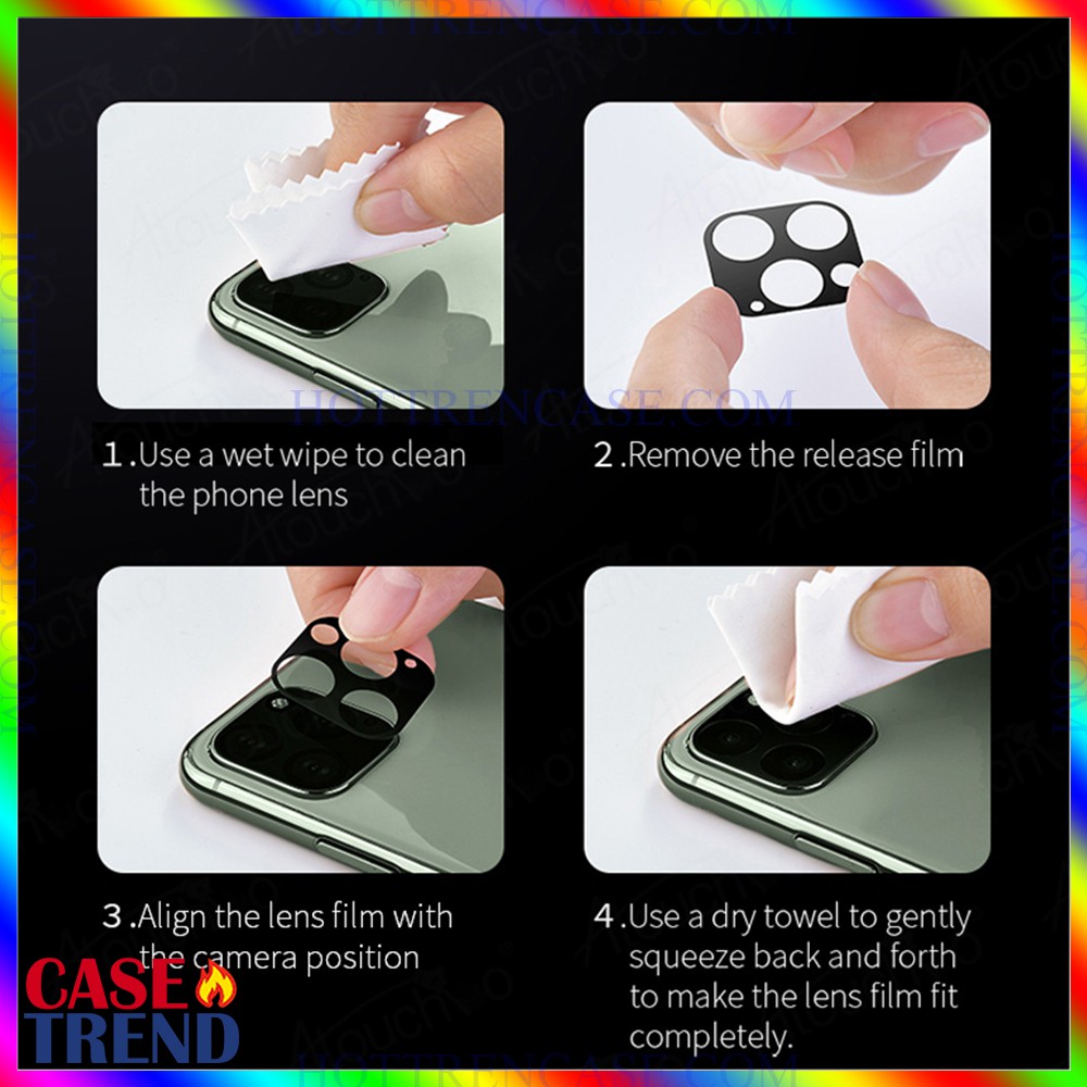 Kính Cường Lực Camera iPhone 11 / iPhone 11 Pro Max - Viền TiTanium - Atouchbo | BigBuy360 - bigbuy360.vn