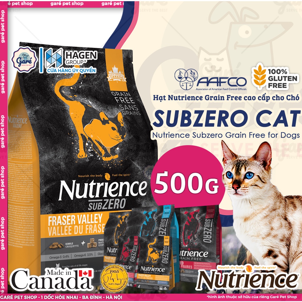 500gr - Hạt SubZero Nutrience cao cấp cho Mèo con &amp; Mèo lớn mọi độ tuổi không tinh bột - SubZero Grain Free Nutrience