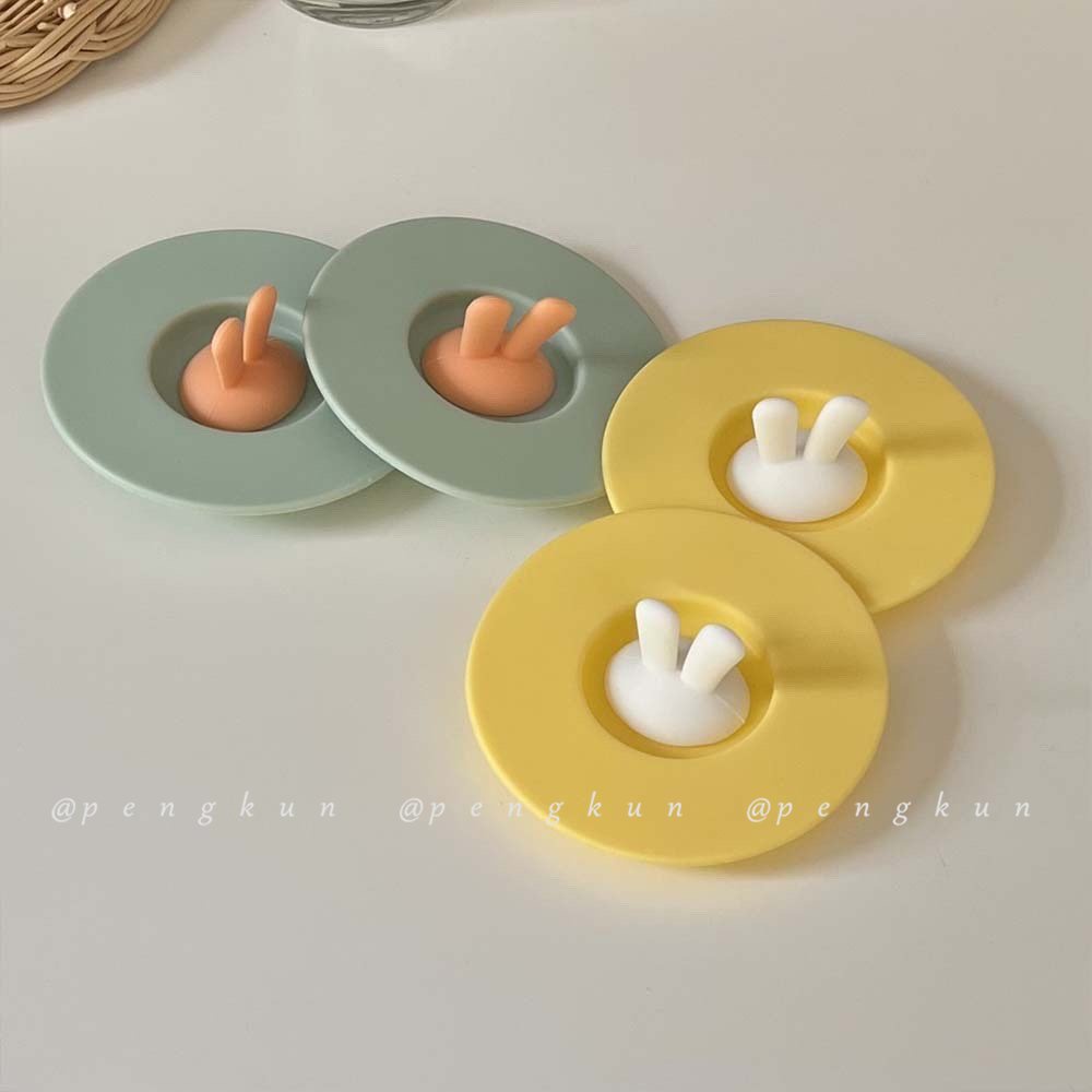 Nắp Đậy Cốc Trà Bằng Silicone Chống Bụi Chống Rò Rỉ Hình Tai Thỏ Đáng Yêu