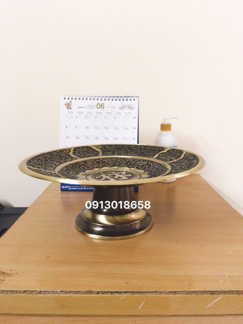 Mâm bồng mâm ngũ quả 30cm bằng đồng, mâm trái cây bằng đồng.