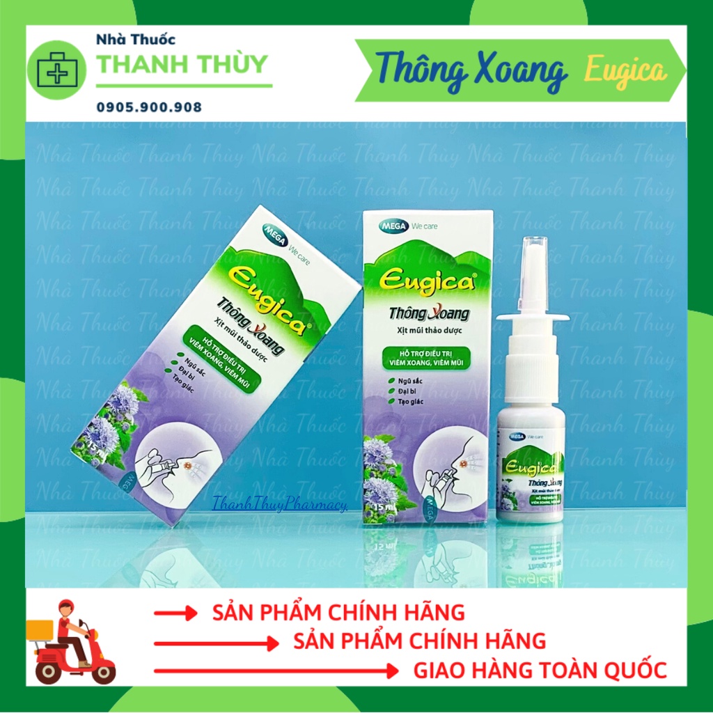 XỊT THÔNG XOANG EUGICA [Chai 15ml]- Giúp Giảm Xoang, Mũi Từ Cây Hoa Ngũ Sắc