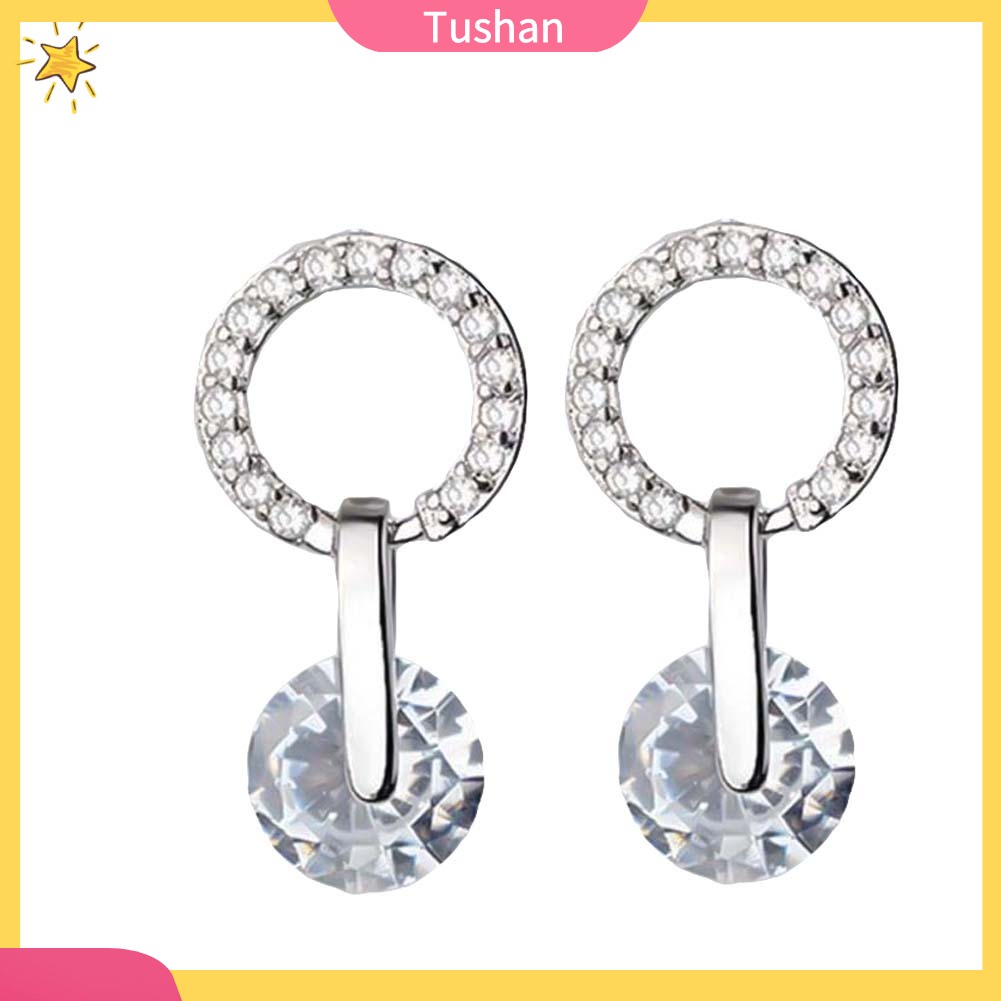 Hoa tai dáng tròn đính đá thời trang cho nữ