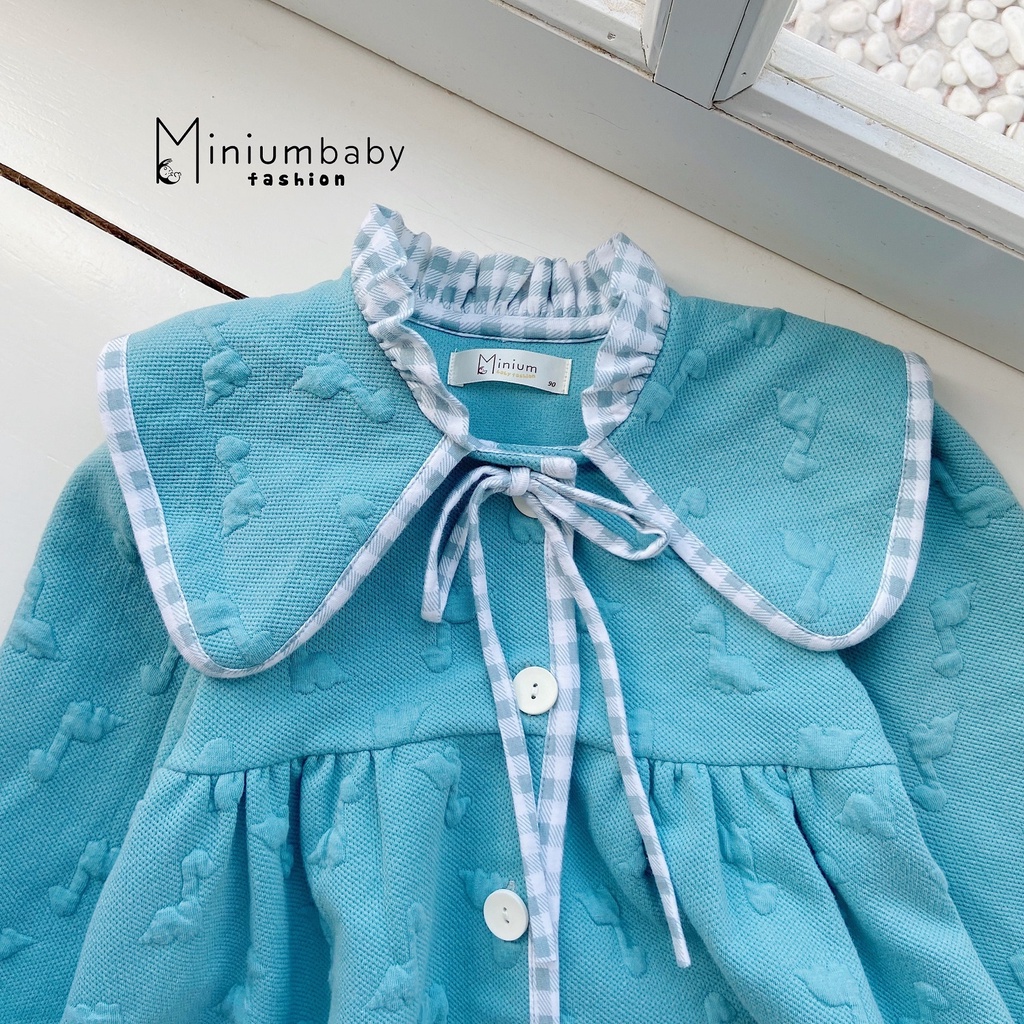 Set babydoll dập nổi hình thú danh cho bé gái Minium. thời trang thu đông