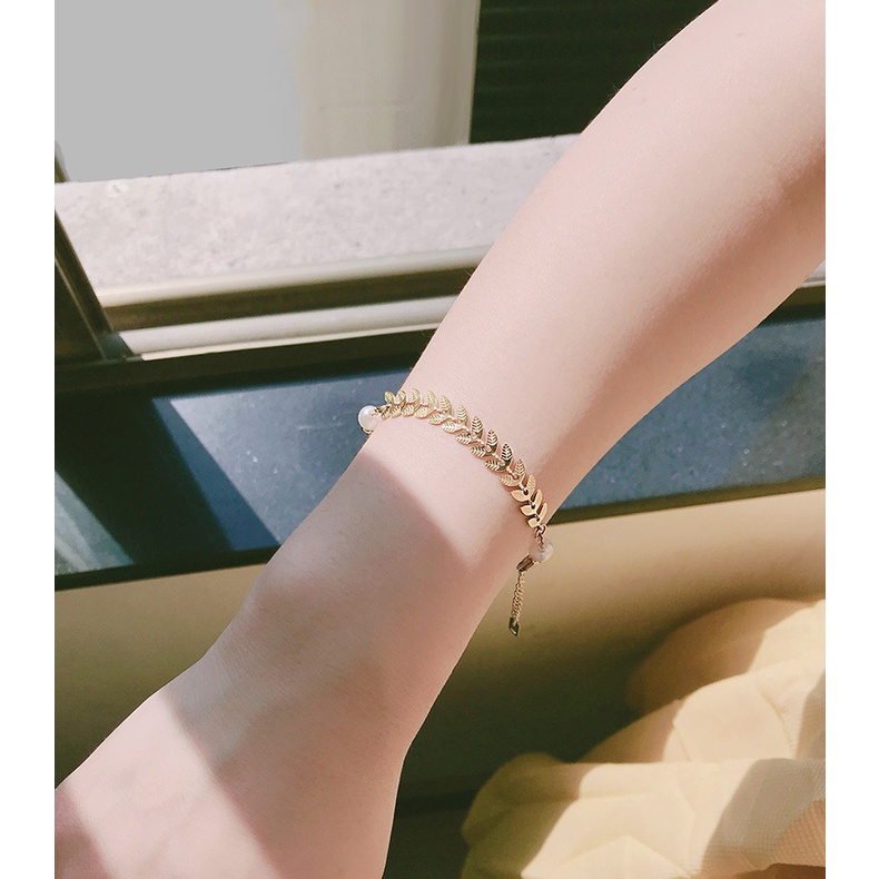 Vòng tay thép titan mạ vàng 14k phong cách Hàn Quốc xinh xắn dành cho nữ