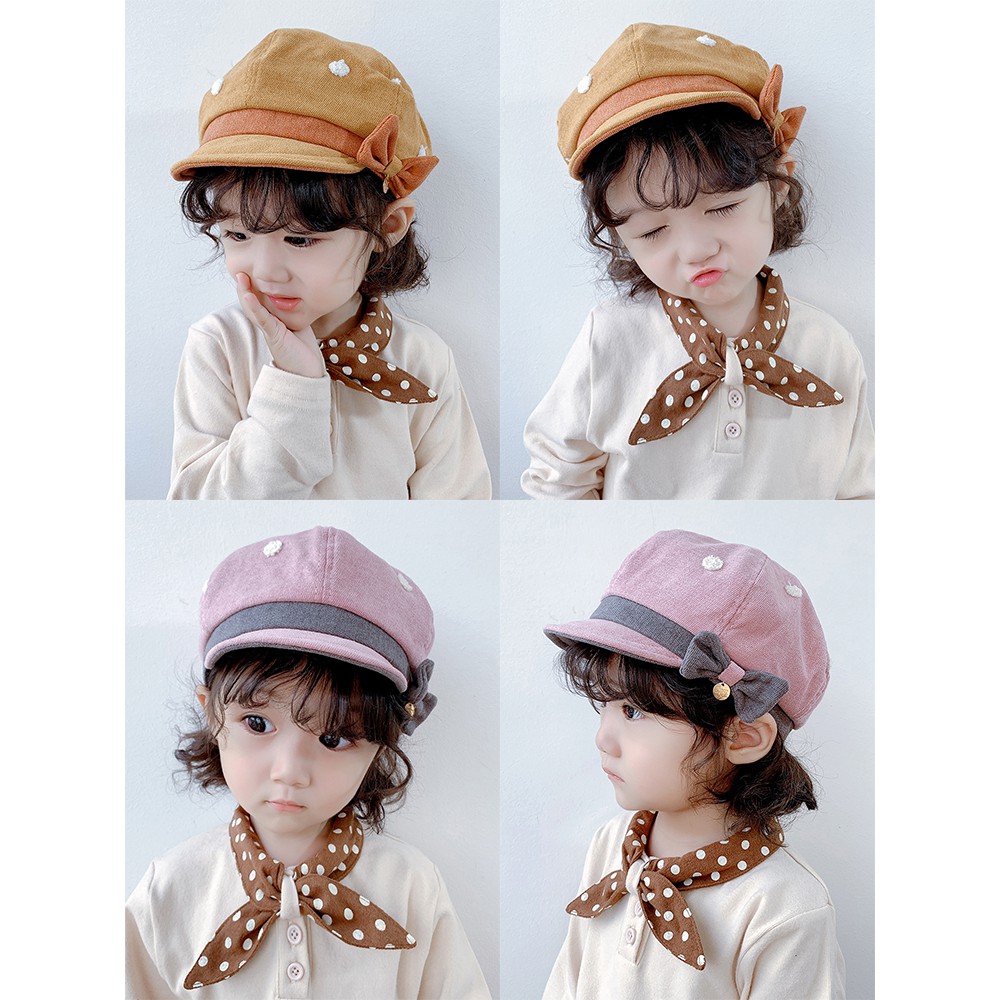 Mũ Beret Đính Nơ Xinh Xắn Thời Trang Cho Bé Gái