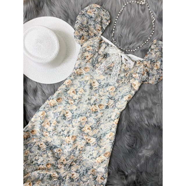 Đầm voan hoa thêu nhún ngực, xẻ tà, dáng xoè - AUDREY STUDIO | BigBuy360 - bigbuy360.vn