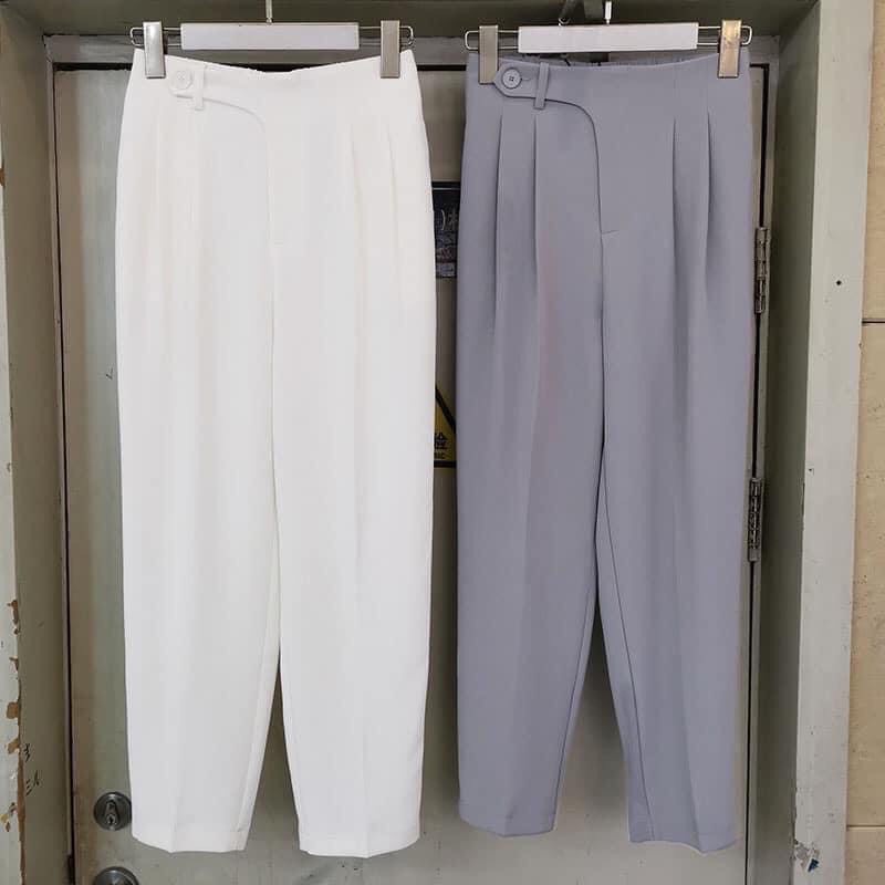 Quần Baggy nữ lưng chun sau cạp tim lồng đai đỉa cá tính phom đẹp màu sắc đen ghi be trắng mã 888