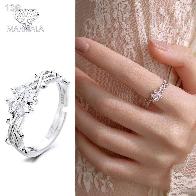 ✇Nhẫn Cỏ Bốn Lá May Mắn Đề Xuất Thời Trang Tặng Bạn Gái Một Món Quà Zircon Hoa Hình Trái Tim Sức MARMALA