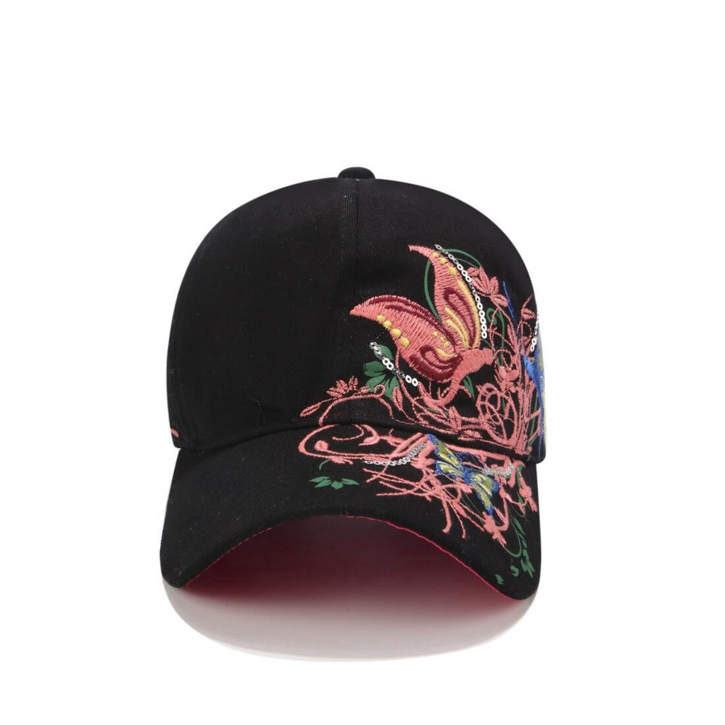 Mũ Lưỡi Trai Thêu Hình Bướm Thời Trang Thoáng Khí Có Thể Điều Chỉnh Kích Cỡ