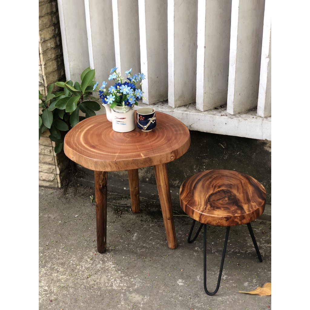 Ghế, Kệ Decor gỗ me tây tự nhiên-ĐK 20-30cm-Vít lục giác dễ lắp ráp