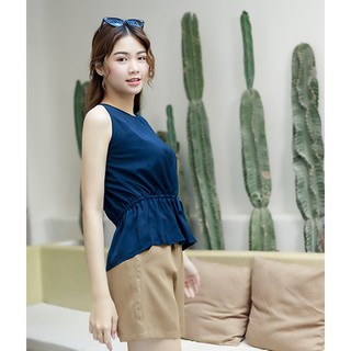 [Mã FASHIONMALLT4 giảm 15% đơn 150k] Áo kiểu nữ Callia Suri top cổ tròn (Xanh đen)