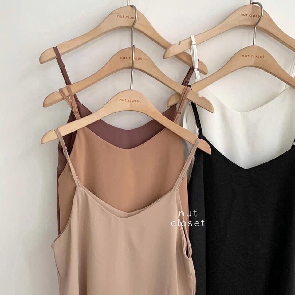 Áo Hai Dây Tùy Chỉnh Nữ 🌸 Thun 2 dây cổ tim đũi hở vai phông 2s trơn màu Đen | Trắng | Be | Nâu Ulzzang SIÊU HOT 🌸 | BigBuy360 - bigbuy360.vn