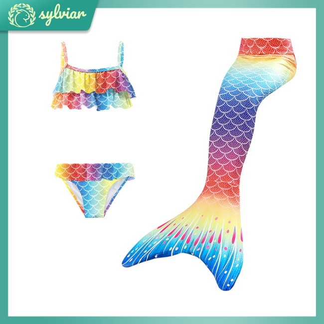Set 3 Món Đồ Bơi Đuôi Nàng Tiên Cá Nhiều Màu Sắc Dành Cho Bé Chụp Ảnh