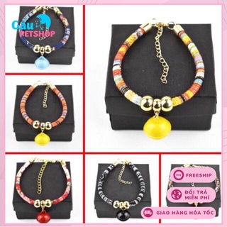 Vòng cổ Nhật Bản hoạ tiết siêu đẹp có chuông cho chó mèo