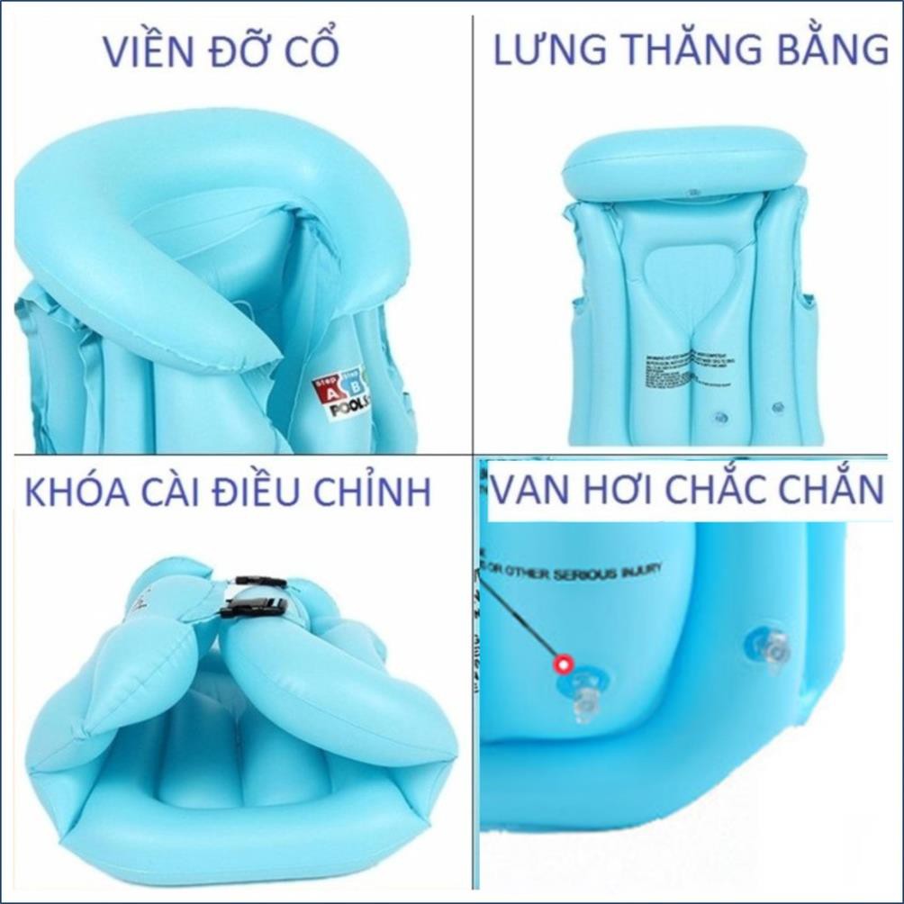 Áo phao bơi có viền đỡ cổ, lưng thăng bằng an toàn cho bé từ 12 đến 25Kg (3 màu tùy chọn)  ྇ '