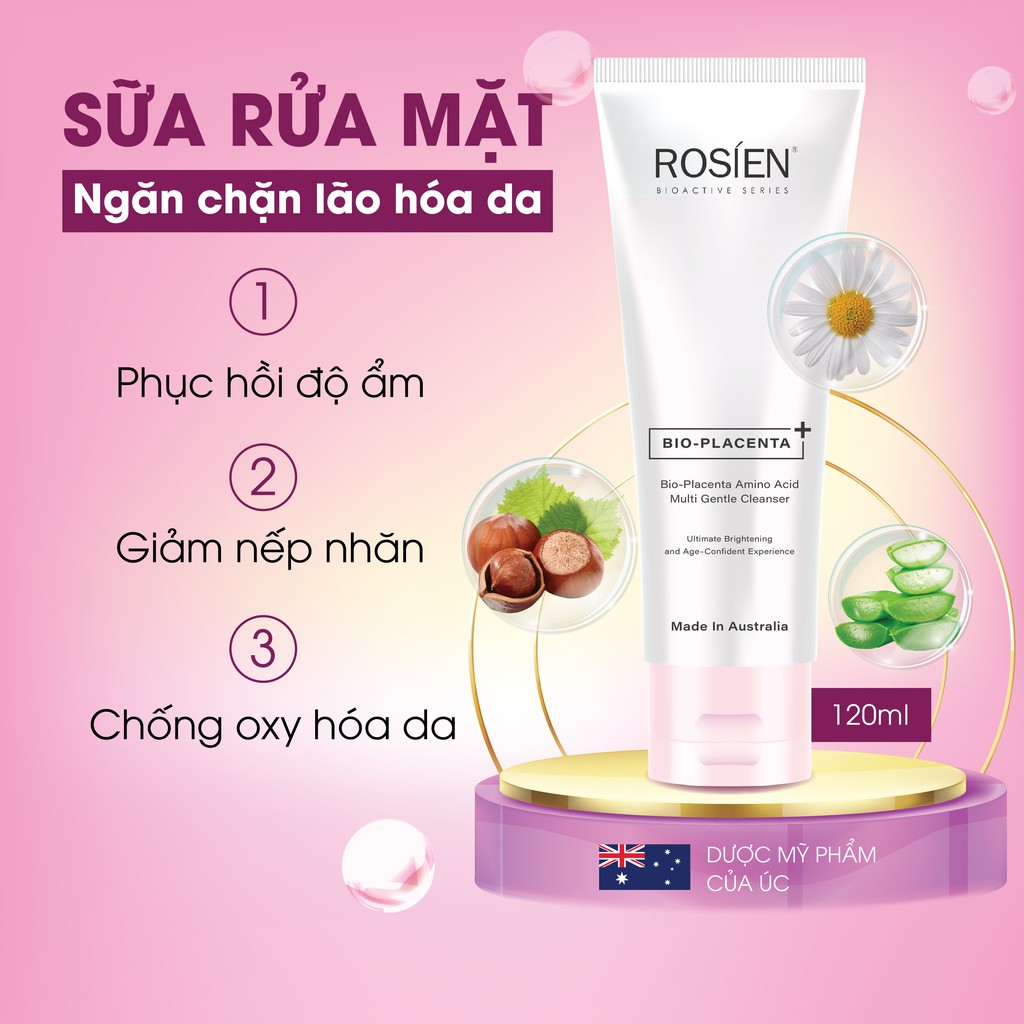 Sữa rửa mặt chống lão hoá - Rosien Bio Placenta Amino Acid Multi Gentle Cleanser 120ml