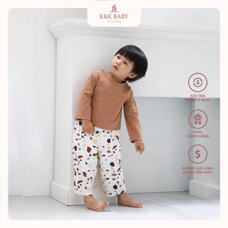 Quần áo bé trai họa tiết đơn giản 100% cotton cao cấp - Pijama cho bé - K&K Baby