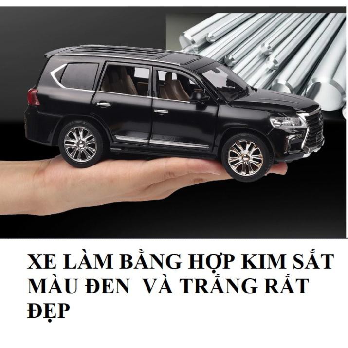 Đồ chơi xe ô tô mô hình xe Lexus LX570 tỉ lệ 1:24 bằng sắt chạy cót có âm thanh và đèn mở các cửa xe hàng Quảng Châu