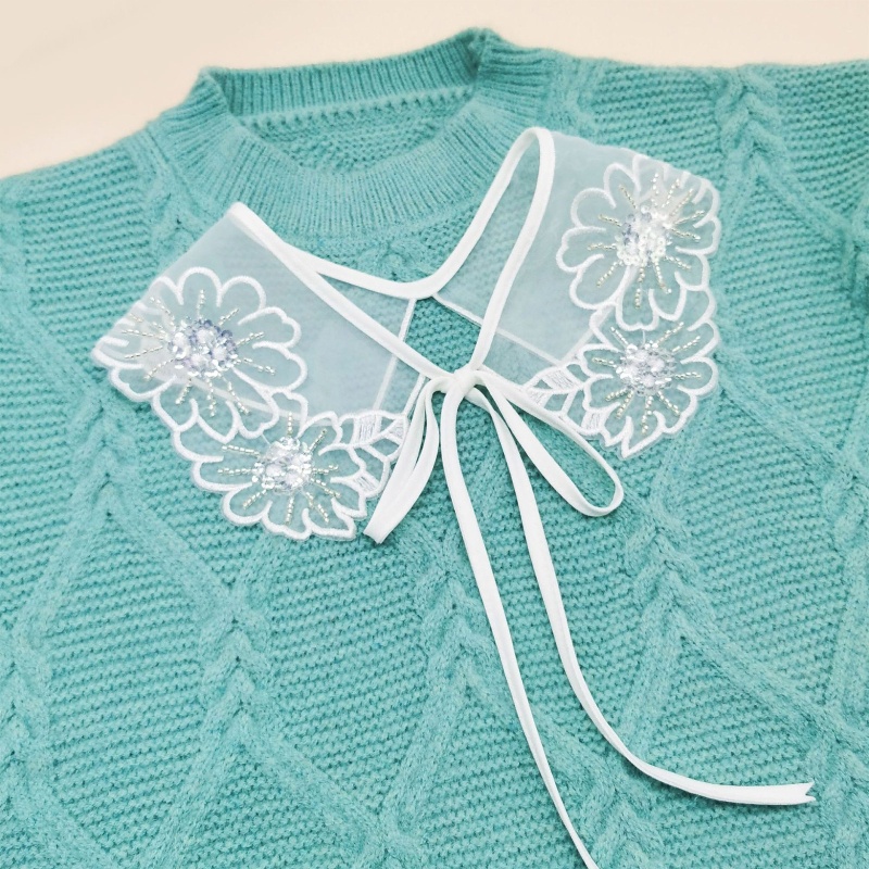 Khăn Choàng Cổ Giả Ren Thêu Hoa Xinh Xắn Thời Trang