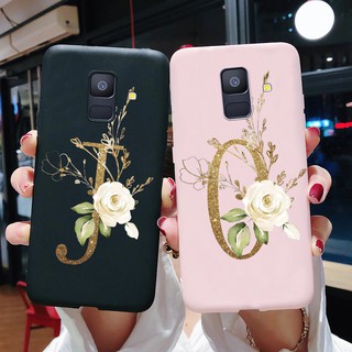 Ốp điện thoại dẻo họa tiết chữ cái chống sốc màu đen cho Samsung Galaxy A6 2018 A600