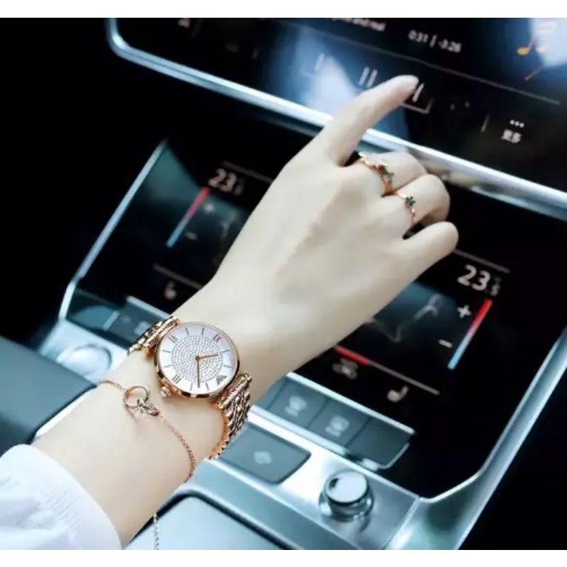 Đồng Hồ Nữ Armani AR1926 mặt tròn đính đá
