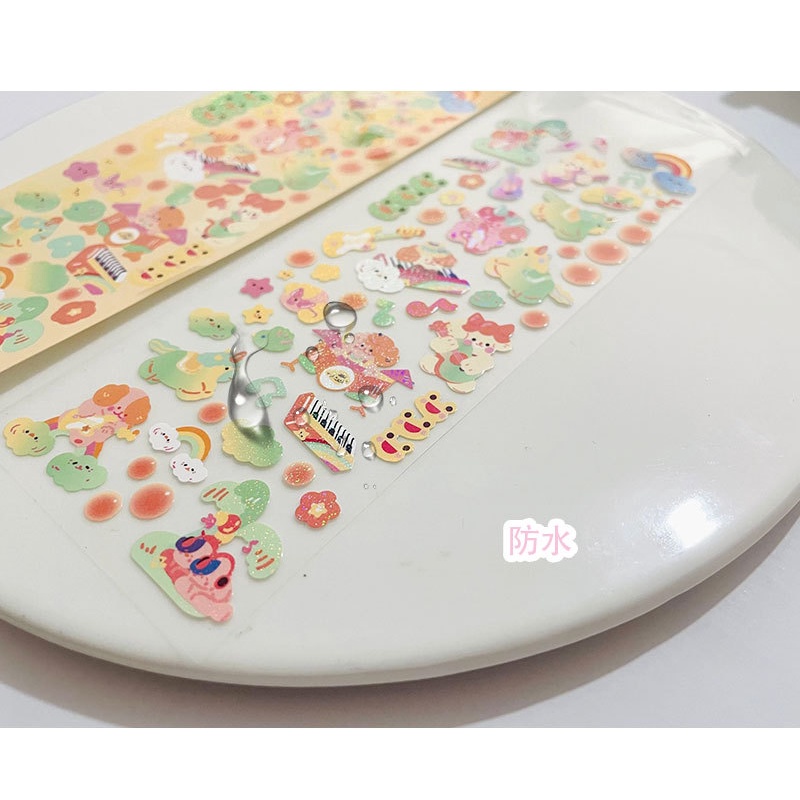 Zanmo tờ nhãn dán sticker cún kim tuyến laser lấp lánh trang trí toploader