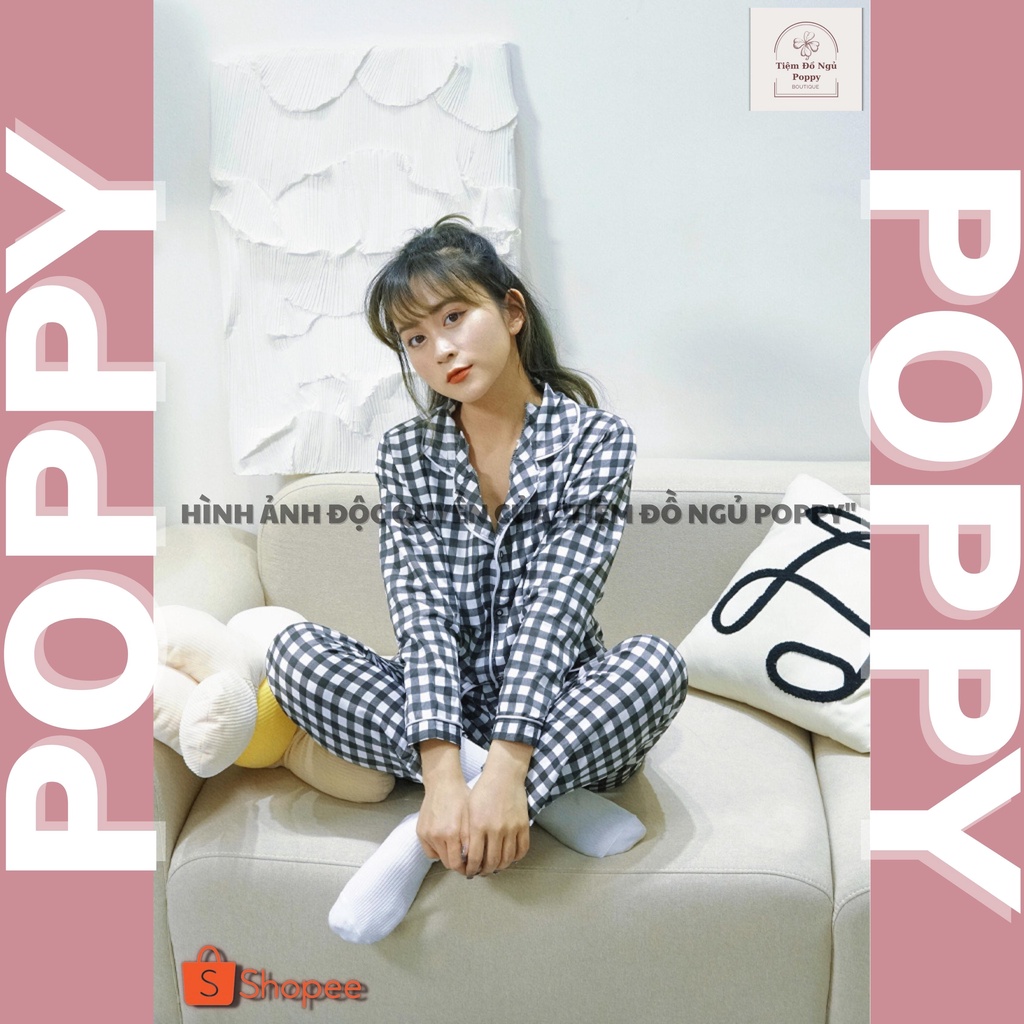 Pijama nữ chất liệu kate thái đẹp bộ ngủ dài tay hàn quốc  cao cấp đồ bộ nữ giá rẻ POPPY Caro dài tay