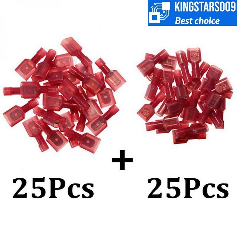 Set 50 (25 cặp) đầu nối nhanh dây điện cách nhiệt 22-18AWG