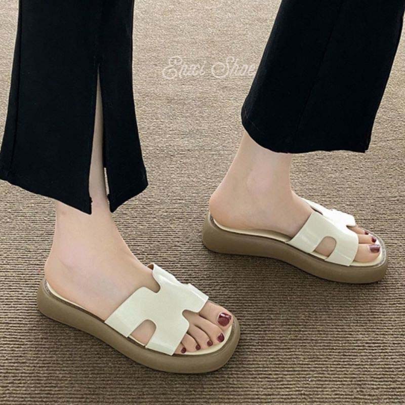 Oeggeo shop Dép Xỏ Ngón Đế Dày Hình Chữ H Mùa Hè Cho Nữ