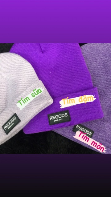 Nón len beanies Tím REGODS