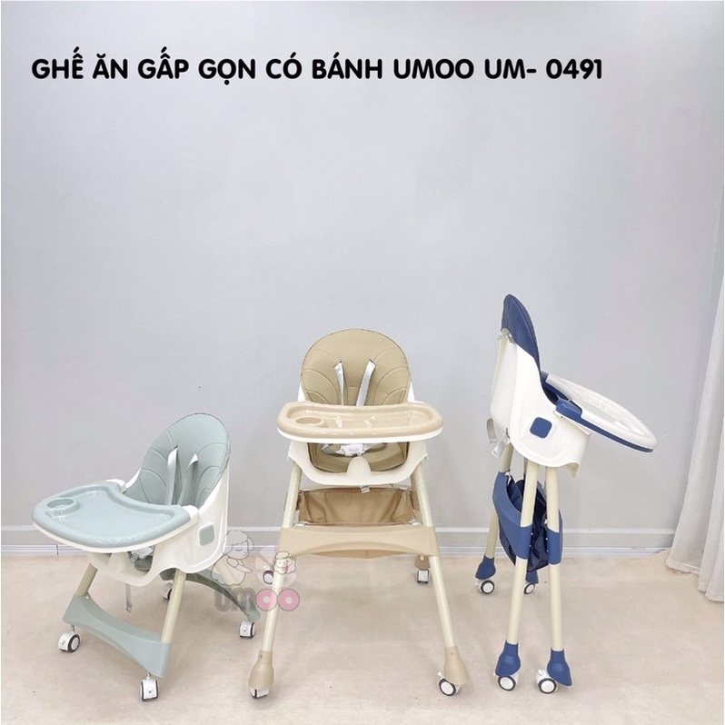 Ghế Ăn Dặm Gấp Gọn Umoo Có Bánh Xe Cao Cấp UM - 0491