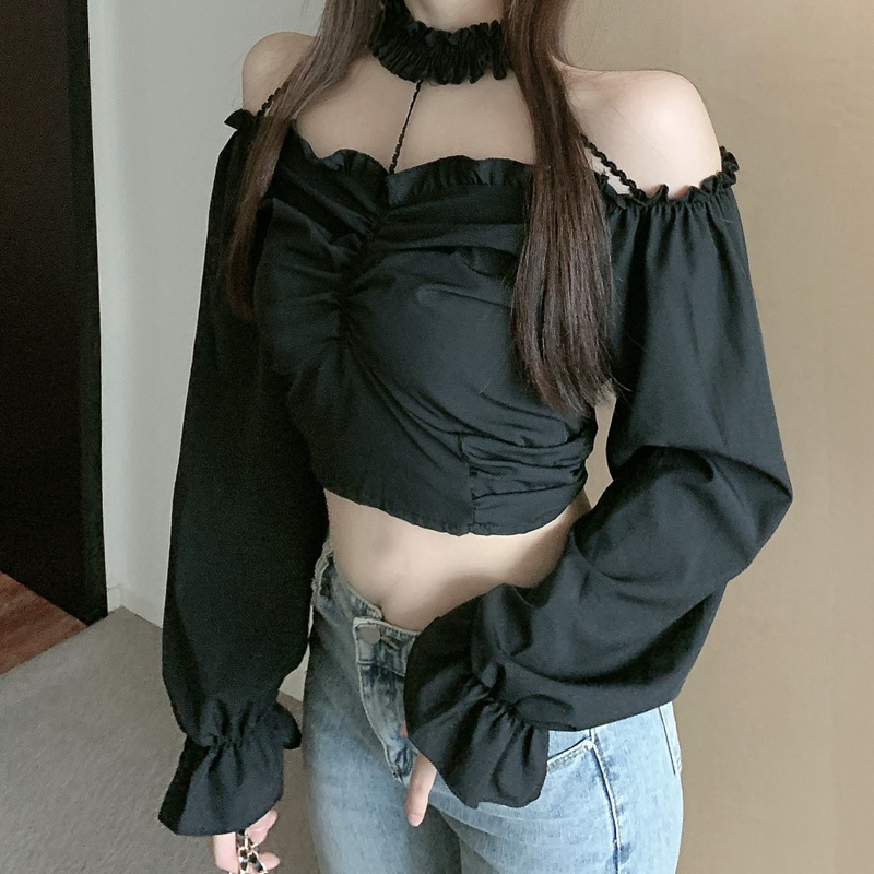 Áo Nữ Tay Dài Trễ Vai Có Vòng Choker Thời Trang Quyến Rũ