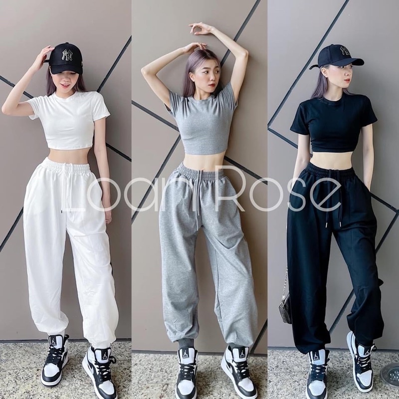 SÉT BỘ THỂ THAO CROPTOP TRƠN 3 MÀU DÀNH CHO NỮ
