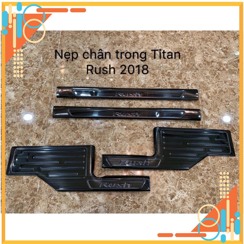 Ốp bậc chân trong, ngoài, nẹp bước chân trong, ngoài xe Toyota Rush chất liệu Titan