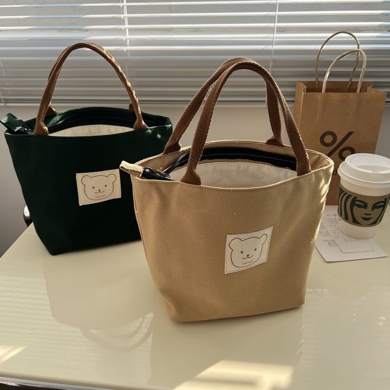 Túi Tote Nhỏ Đựng Cơm Trưa Bằng Vải Bố Một Bên Vai Nghệ Thuật Đơn Giản Nhỏ Gọn Dành Cho Bạn Nữ