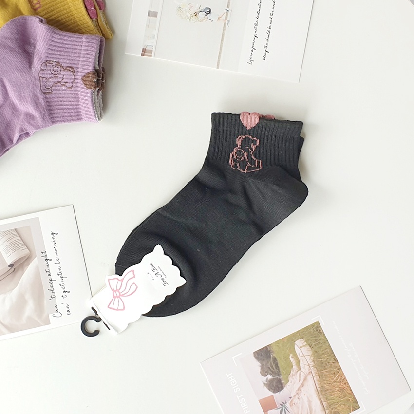 Tất nữ cổ ngắn cotton lì hình voi, gấu Havana FPT15