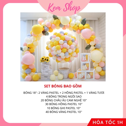 Set bóng trang trí tông pastel nhẹ nhàng đẹp mắt - Kem Shop K